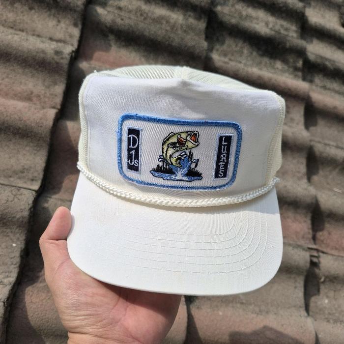 Topi Vintage Djs Lure Bass untuk Pria dan Wanita dengan Desain Ikan dan Logo Djs Lure Bass