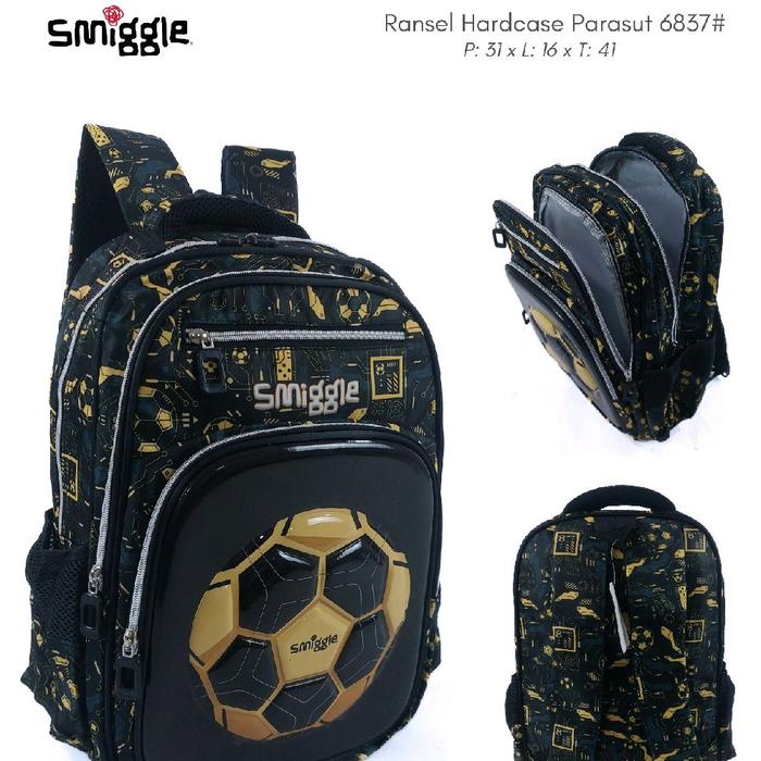 Smiggle Ransel Hardcase Parasut 6837# Tas Anak Laki-laki dan Perempuan Ukuran 31 x 16 x 41 cm