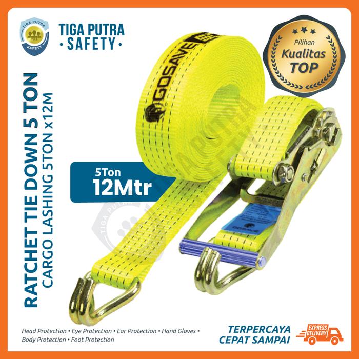 Ratchet Tie Down 5 Ton x 12M / Cargo Lashing Pengikat Barang Webbing 2"