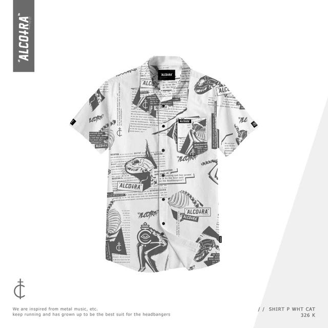 SHIRT P WHT CAT || SHIRT PRINT WHITE CAT || KEMEJA ALCOTRA || ORIGINAL BRAND ALCOTRA SHIRT
