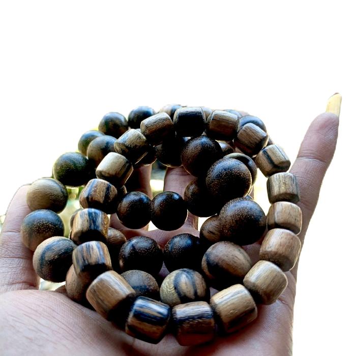 Gelang Pria Wanita Keren Kayu Kalimosodo Super Ukuran 10-12mm Aksesori Tangan Unik dari Kayu