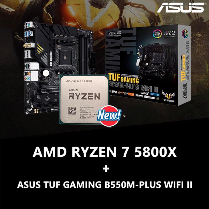 NEW AMD Ryzen 7 5800X R7 5800X+ASUS TUF GAMING B550M PLUS WI-FI II