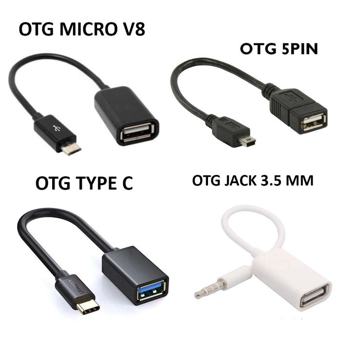 Kabel OTG Micro V8 / OTG Mini 5 Pin / OTG Type C To Female USB / OTG Jack 3.5 mm OTG Cable Connect K