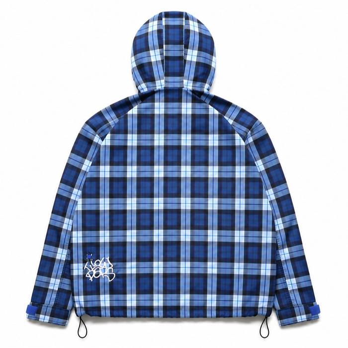 Depi zip Plaid Jacket Blue / Regular Jacket Plaid Embriodery Nowpaps Nilon-Shel Jacket Unisex