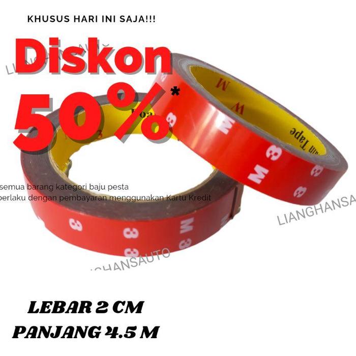 DOBLE TAPE 3M MERAH FOAM PE LEM BOLAK BALIK 20MM X 4,5 METER