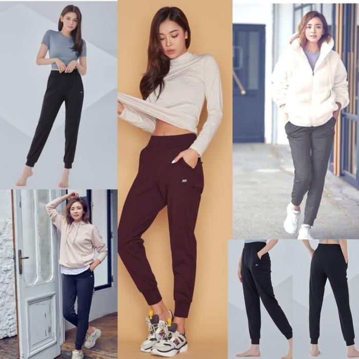 ready stock S N N   Metro City  Celana Jogger Wanita Scuba STL  Women Stretch Active Jogger Pants  K