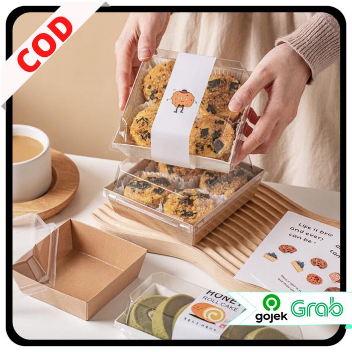 KAISSO - MINI CAKE BOX DESSERT BOX KOTAK PERSEGI PANJANG PUTIH COKLAT BOX PACKAGING MILK BUNS