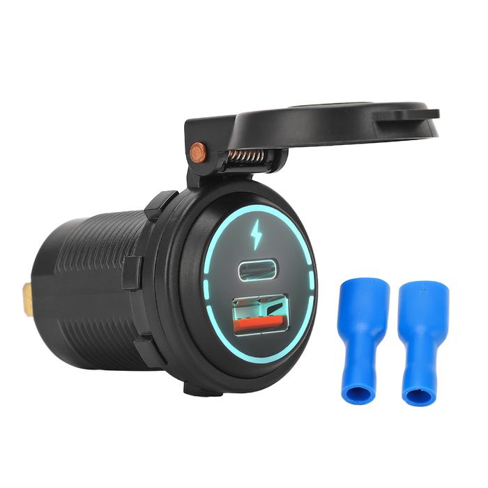 USB Port Socket USB Charger Socket PD Type C QC 3.0 Ice Blue Reverse