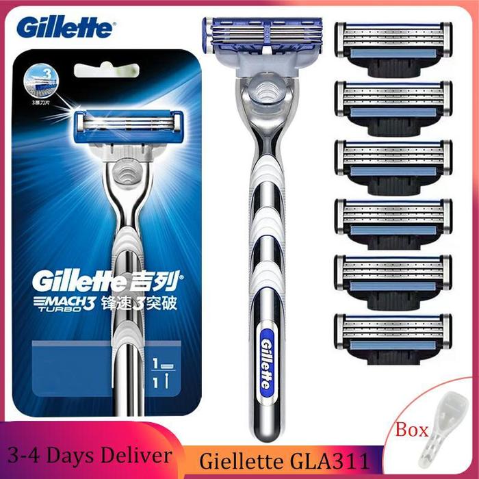 【Gillette】2025 Alat Cukur Manual Pria Pengaman Cukur Cukur Jenggot Wajah 1 Dudukan + 1 Pisau + 1 Kot