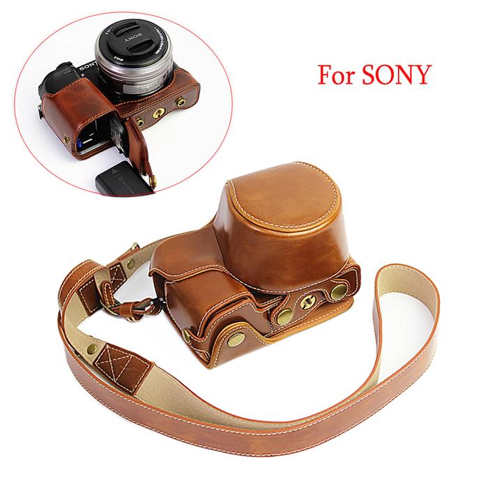 PU leather case Camera Bag for Sony A6000 ILCE-6100 A6100 A6400 A6300