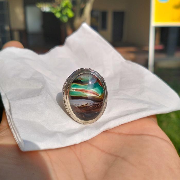 CINCIN BATU AKIK ASLI NATURAL 100% GARUT PANCAWARNA KIRPAY (KIARAPAYUNG) - BGT018