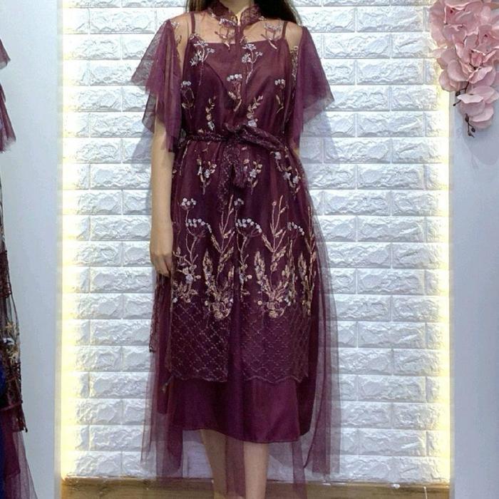 Nadeliene - Ravienna Dress 2In1 Pesta  Gaun Party Brukat Brokat Mewah Elegant Natal Kondangan Gradua