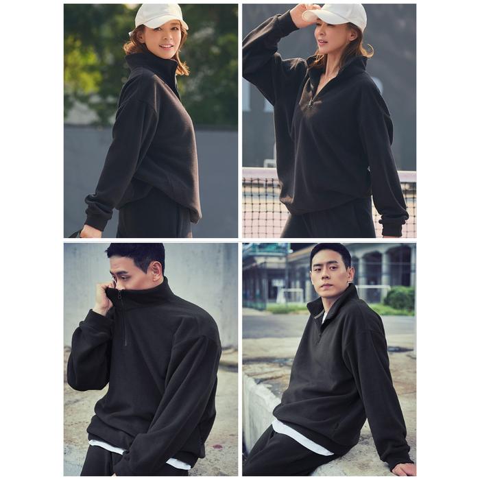 ready stock Jacket STL unisex Mono NY anti-peeling fleece half zip-up
