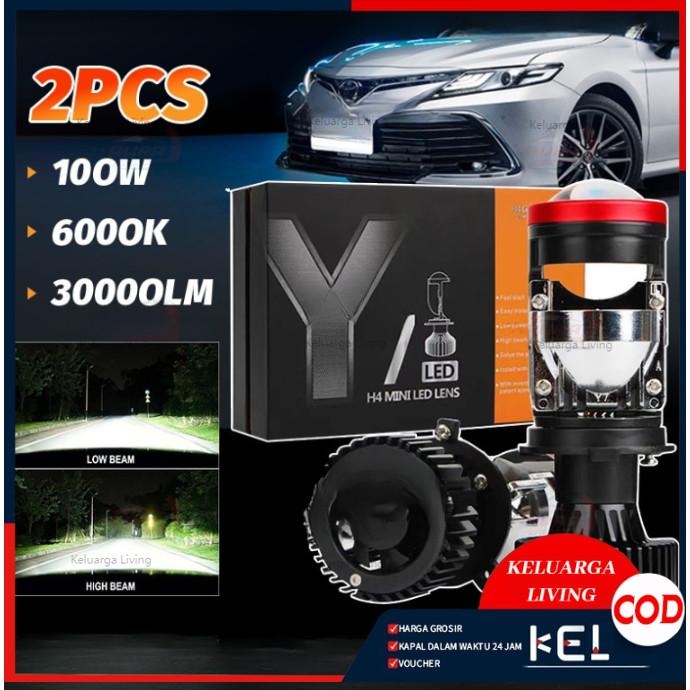 【COD】Lampu Led Mobil Dan Motor H4 Mini Projector Projie Y7D Super Bright 100 Watt Dengan Kipas Angin