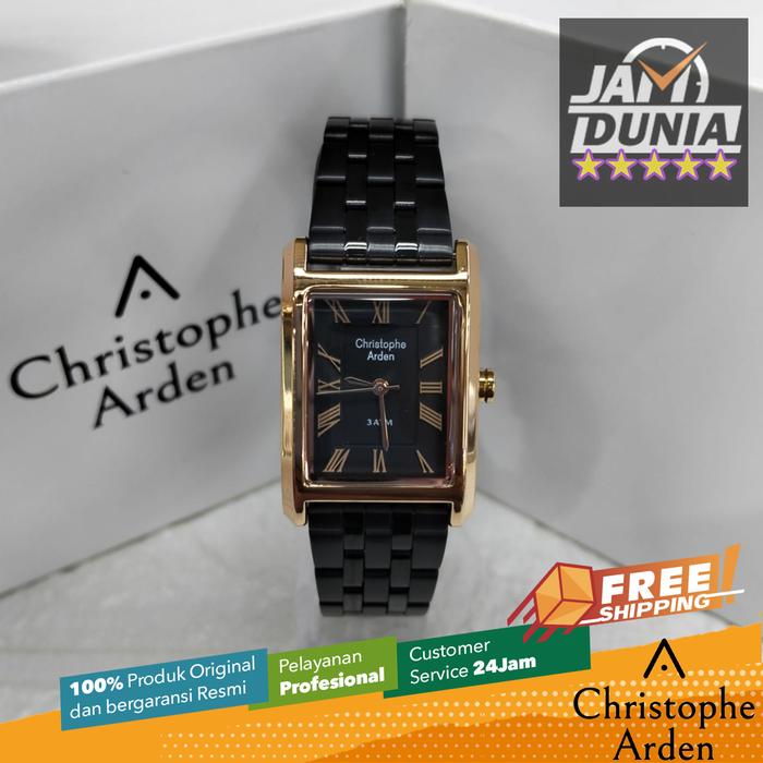 JAM WANITA CHRISTOPHE ARDEN ORIGINAL BLACK ROSE GOLD STRAP STAINLESS STEEL CAF1006 CAF 1006 JAM ANAL