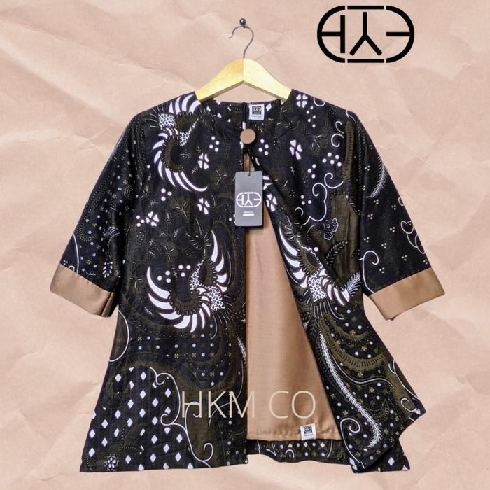 Blus Batik Terbaru wanita vintage ibu Kantoran Modern Bahan Katun Halus Lengan 3/4
