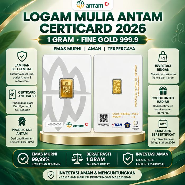 1 GR (GRAM) LOGAM MULIA/LOGAM MULIA ANTAM/LM/EMAS ANTAM BERSERTIFIKAT