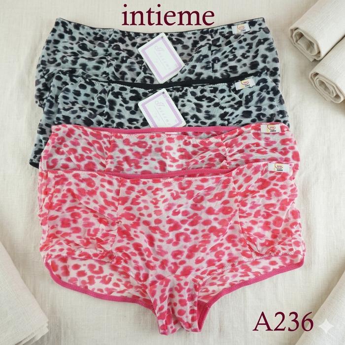 Celana Dalam Wanita Transparan Motif Leopard / Panty Lingerie Boy Short Elastis A236