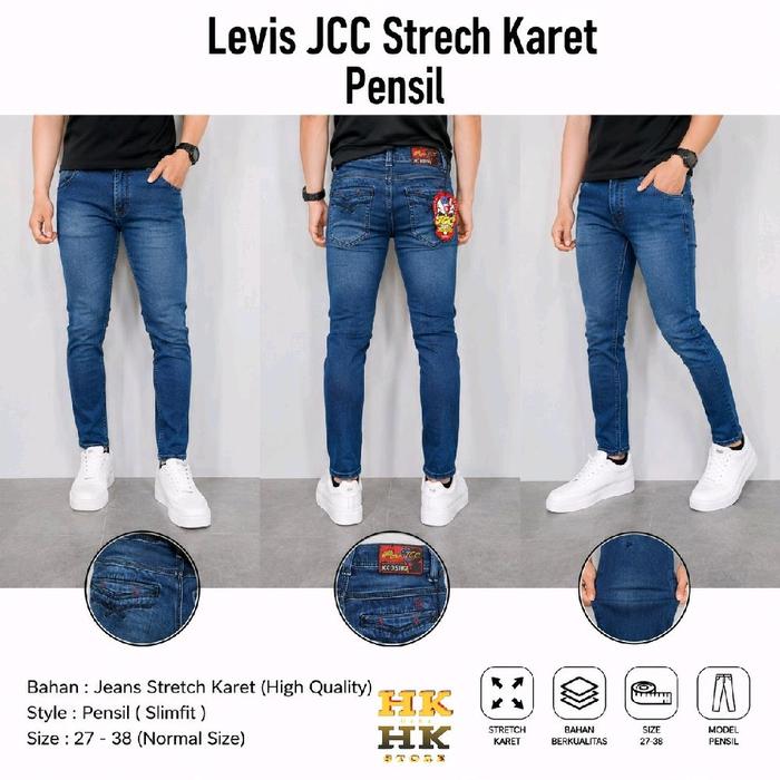 Celana Pria Original JCC Jeans Panjang Stretch Karet Distro Denim Pensil Nyaman Lentur Saku Dalam 3 