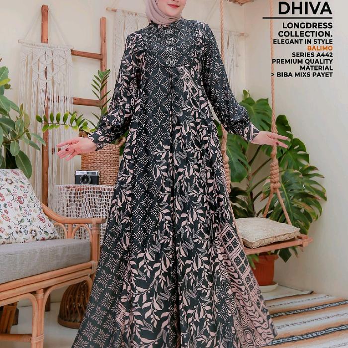 Gamis balimo motif batik biba /gamis motif balimo simpel