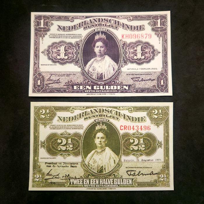 Set Uang Kuno Muntbiljet I (1919~1920) Seri Wilhelmina Muda Replika