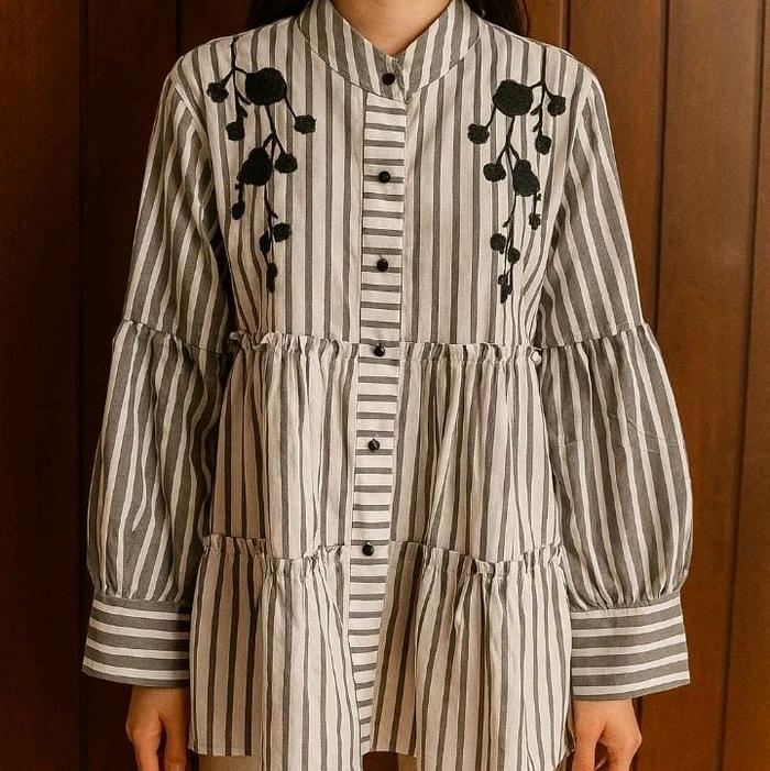 tunik salur bahan katun import