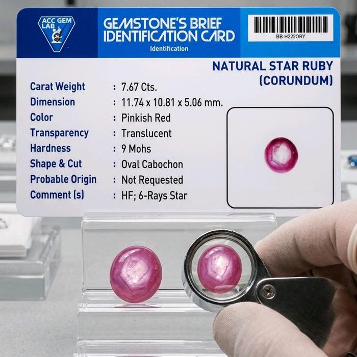 Batu Permata Ruby Star Fatwa Pinkish Red