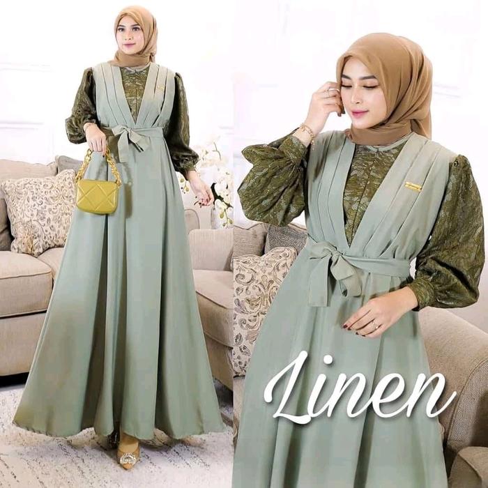 gamis linen crinkle airflow