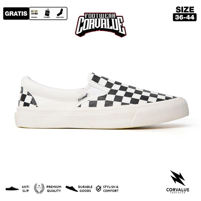 CORVALUE - Sepatu Slip On CHEKERBOARD CorvalueFootwear Cornwall Offwhite CB Og