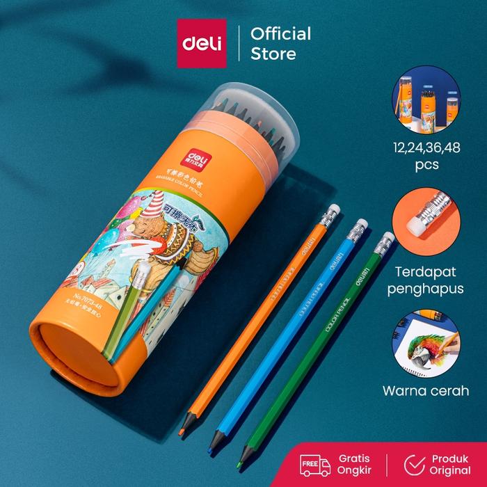 Deli Erasable Colored Pencil / Pensil Warna dapat di hapus Warna Terang 7073