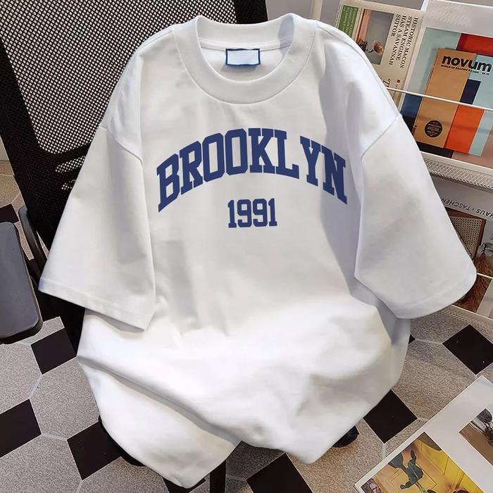 Adioa baju oversize pria Putih XXL / BROOKLYN 1991 / baju oversize pria original 100% / baju kaos pr