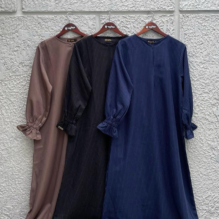 Thufa Gamis Karet Stripe Salur Semiwoll Ayfira