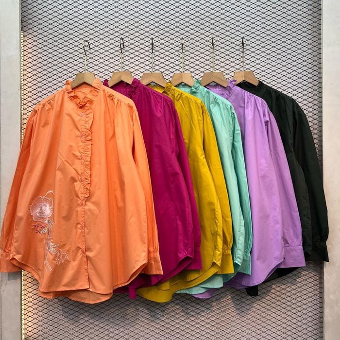 Baju Blus Poplin Katun Wanita Remaja Dewasa Mikafa - Shakila, Casual, Atasan, Crinkle, Kaos, Rayon, 