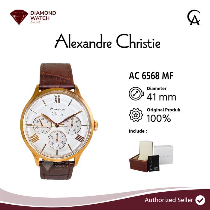 Alexandre Christie AC Clasic AC 6568 MF Diameter 41mm / 12mm White Dial Leather Strap Watches