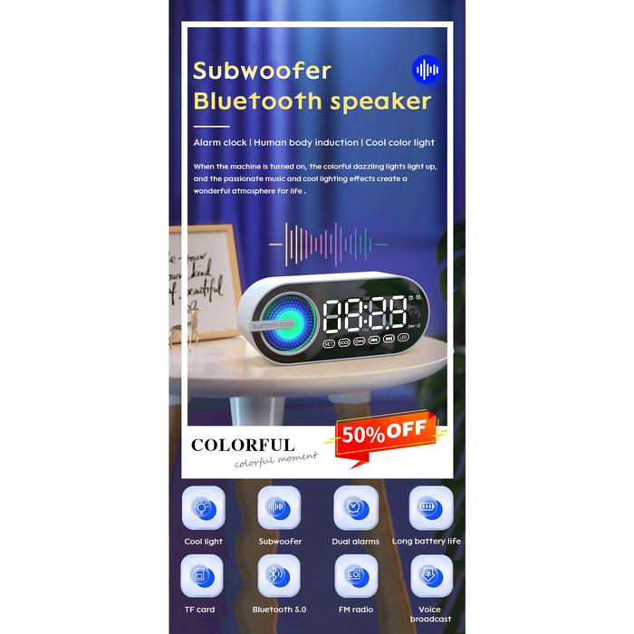 Multifunctional Digital Display Bluetooth Speaker Alarm Clock Music