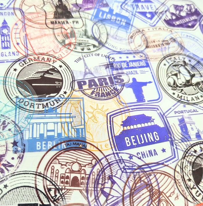 Sticker Koper Transparan 1 Set 50 Pcs Motif Traveling Negara Stamp Logo
