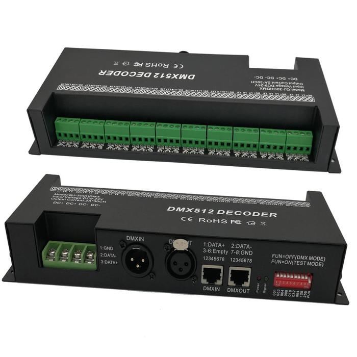 30 Channel RGB Dmx512 Decoder Led Strip Dmx Controller 60A Dmx Dimmer