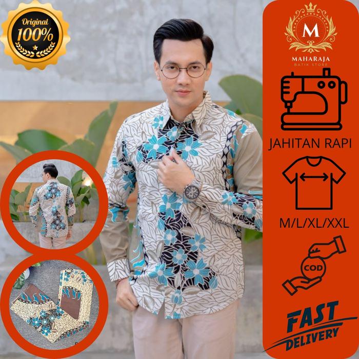 Baju Batik Pria Lengan Panjang Slimfit Adhem Nyaman BMS 52 | MAHARAJA BATIK
