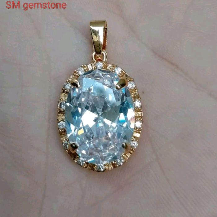 Liontin Batu permata Amerika Diamond putih Dabel Cating DM 15×20