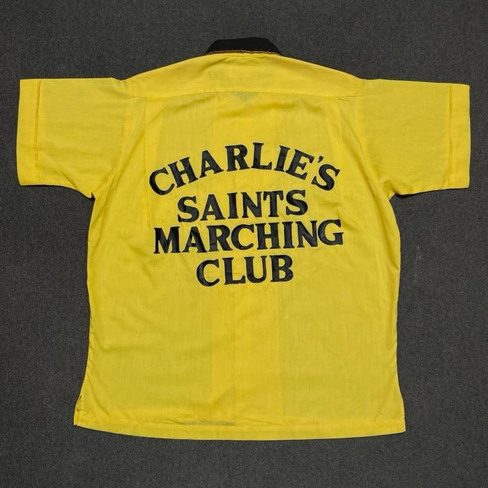 Kemeja 70s Dagger Collar Shirt “ Charlie’s Saints Marching Club “ Community - L