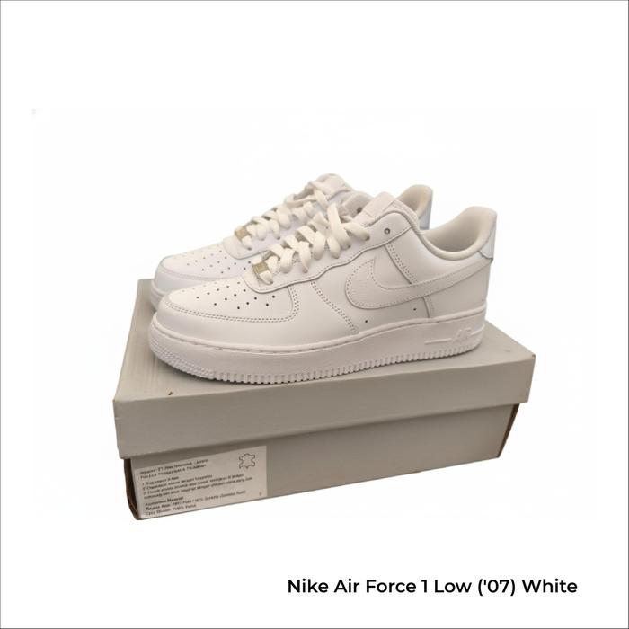 Nike Air Force 1 Low ‘07 White Original Premium – Sepatu Sneakers Putih Pria Wanita Unisex AF1 (Size