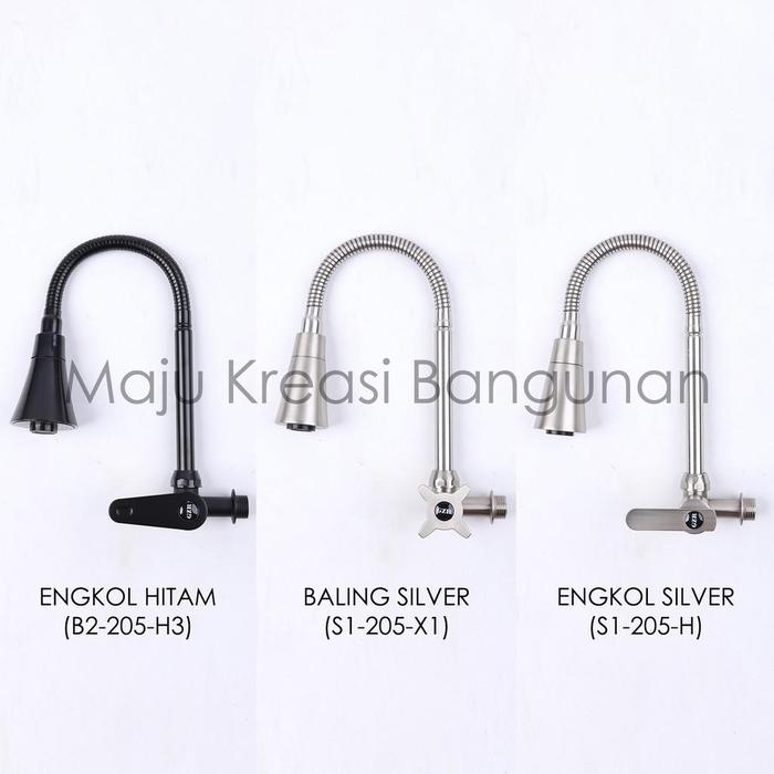 Kran Angsa Fleksibel GZR Terompet Engkol Baling Keran Cuci Piring Hitam Silver Flexible Sink Dapur T