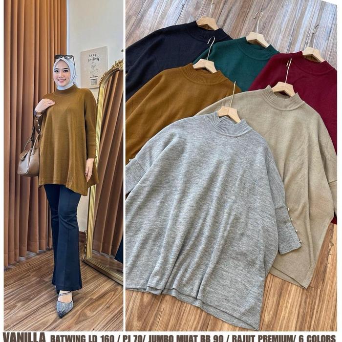 Atasan Vanilla Batwing LD 160 JUMBO 90 kg Rajut PREMIUM