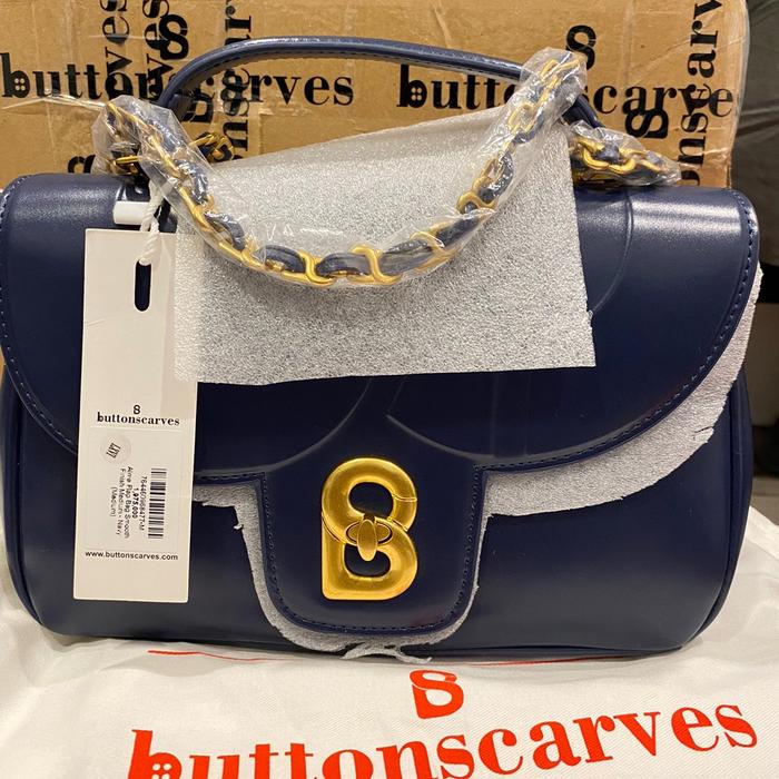 Alma Flap Bag Smooth Finish Medium - Navy