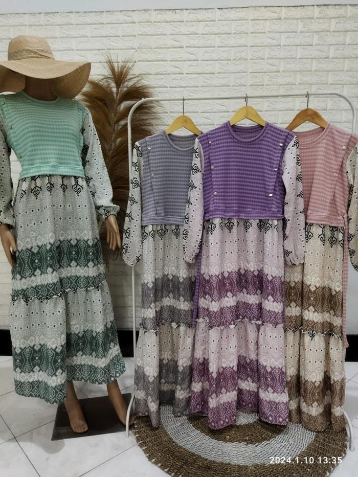 Zeta Dress Mix Knit Vest G1360 Bestseller