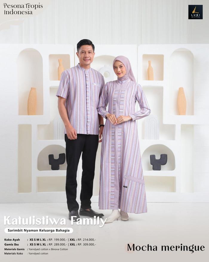 Baju Seragam Couple Terbaru 2025 Katulistiwa Sarimbit Family Mocha Meringue By Lubi - Gamis Dress At