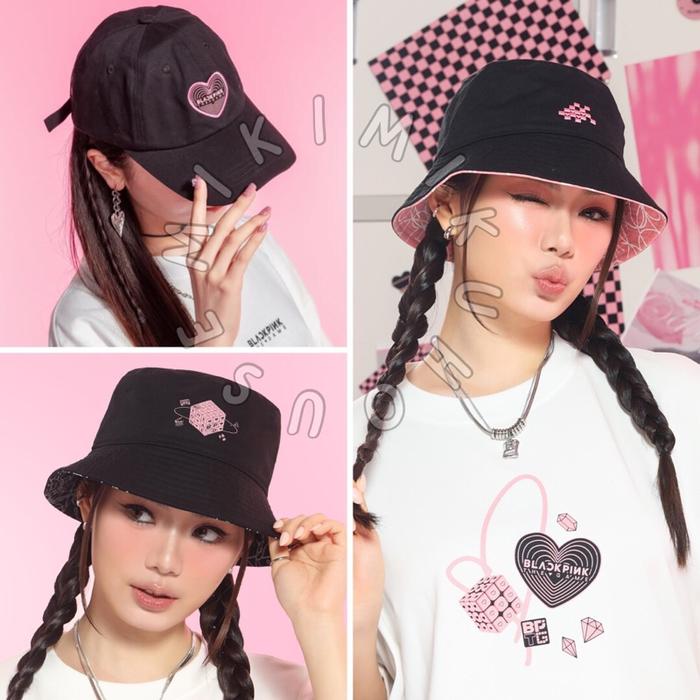 MINISO X BLACKPINK TOPI BUCKET HAT BPTG THE GIRLS BALL CAP UNISEX BLACKPINK THE GAME JENNIE LISA ROS