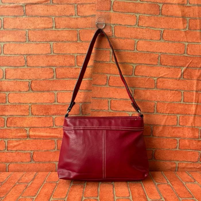 TAS SHOULDER KULIT WANITA SECOND BRANDED MAROON / TAS TOTE KECIL WANITA KULIT SECOND