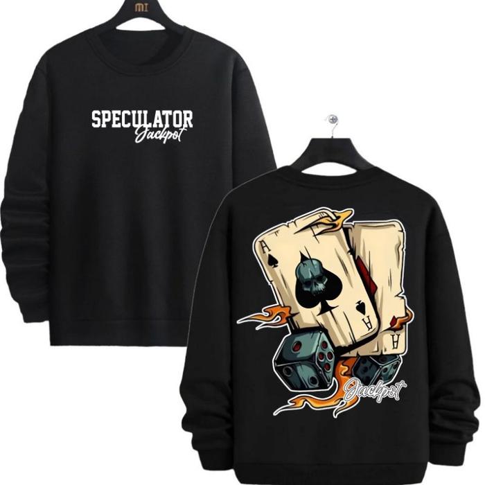 Sweater Premium Pria Tshirt Distro Motif JACKPOT! Pakaian Pria Wanita Lengan Panjang / Sweater Unise