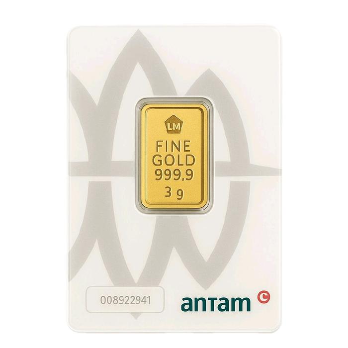 Antam 3gr Gold Bar Asli Sertifikat LM 999.9 Fine Gold 3 Gram